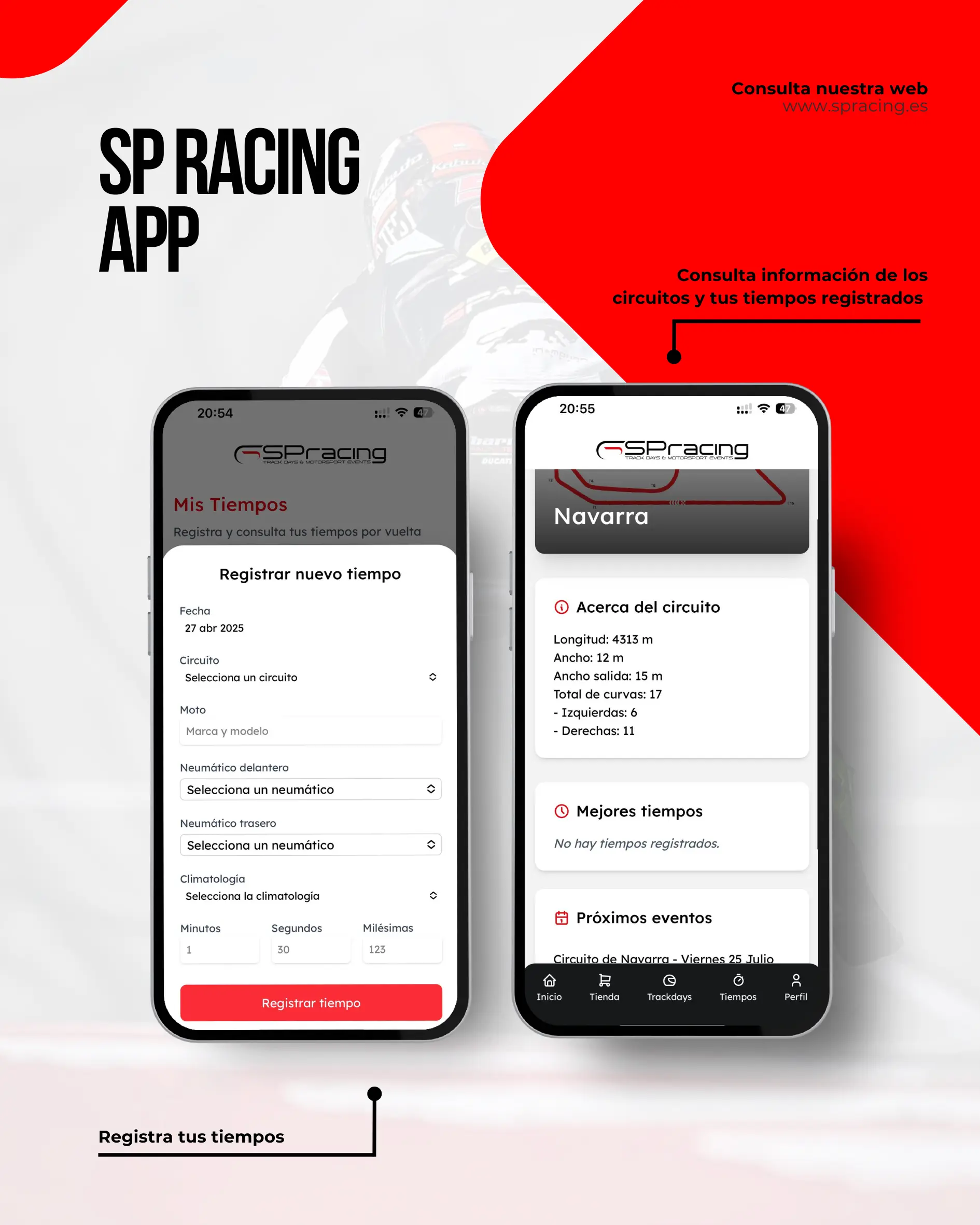 app spracing iOS android track days rodadas