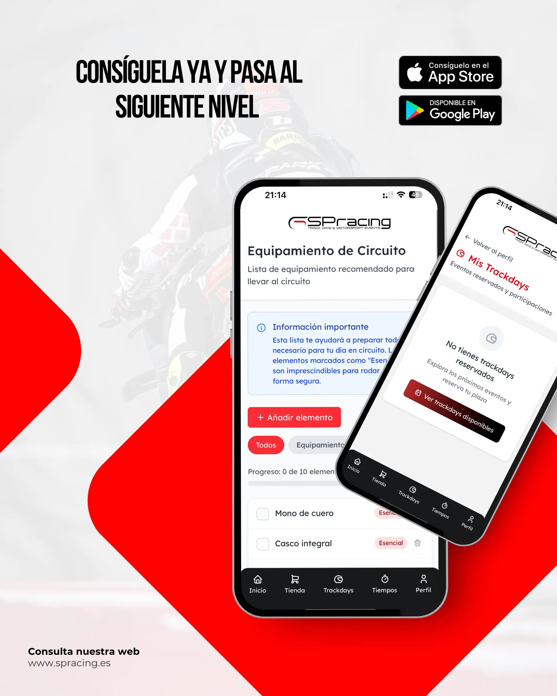 app spracing iOS android track days rodadas